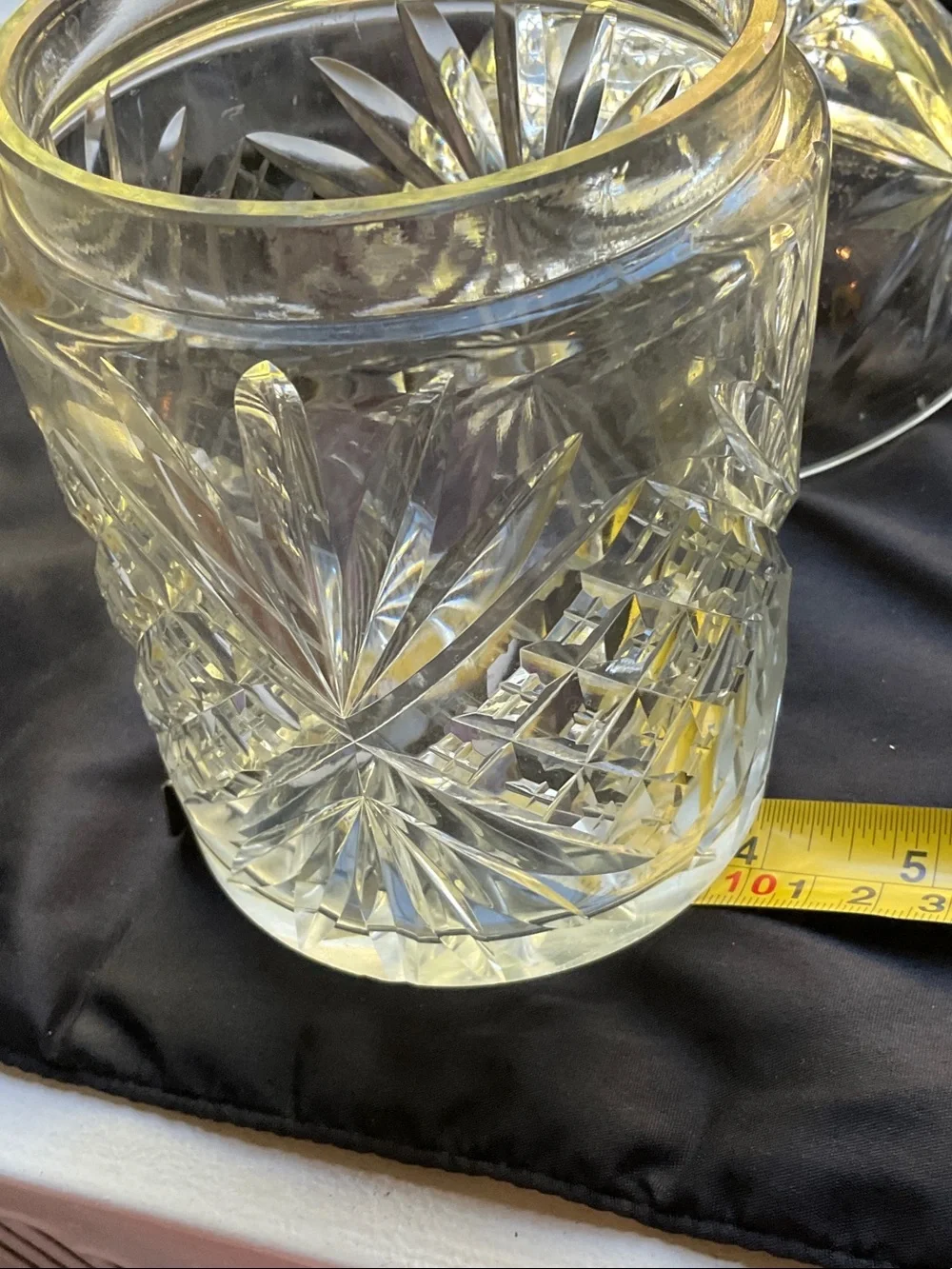 Clear Cut Glass Candy Dish and lid less Jar - Elegant Crystal-Style Home Dining